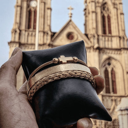 Trio von Unser Vater Kreuz Armreifen - Schickes Edelstahl mit Gold- und Silber-Finish