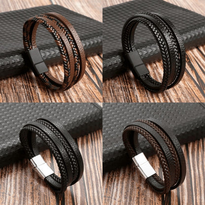 Hochwertiges Lederarmband für Männer - Stilvolles Bling mit Edelsteinen und Charms